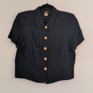 Teddi Dresses Vintage Black Button Down Blouse